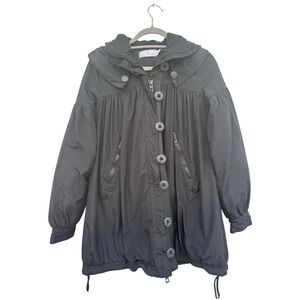 Adidas by‎ Stella McCartney Black Hooded Gathered Puff Parka Coat Women's XS